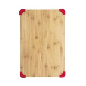 Farberware 12X18 inch Thick Bamboo Wood Cutting Board with Non-Slip Red Corners