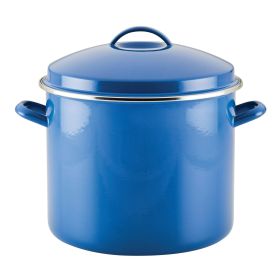 Farberware Enamel-on-Steel 16 Qt Large Induction Stockpot with Lid, Blue