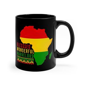 Black Ceramic Mug - 11oz, Blessed Wonderful Marvelous Christian African Heritage Inspiration