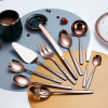 ReaNea Rose Gold Silverware Serving Set 10-Pieces, Stainless Steel Flatware Cutlery Serving Utensil Set