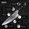 Qulajoy Chef Knife 8 Inch,Professional Japanese VG-10 Damascus 67 Layer Blade,Ultra Sharp Hammered Master Chefs Knife,Ergonomic G10 Handle