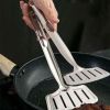 Multi-functional Stainless Steel Clamp Burger Bread Spatula Turner Tong Buffet Pliers Strainer Clips Heat Resistant Food Grips for Cooking Food Steaks