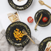 202pcs Eco-Friendly Disposable Black and Gold Paper Plates Cutlery Napkins Cups Tablecloth Banner Supplies Bulk