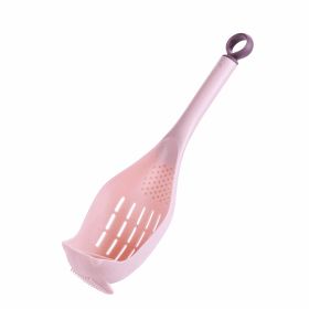 1pc Colander Spoon - Scoop Colander, Plastic Large Soup Strainer Spoon, Strainer Slotted Spoon Kitchen Utensil With Long Handle - Kitchen Supplies (Color: pink)